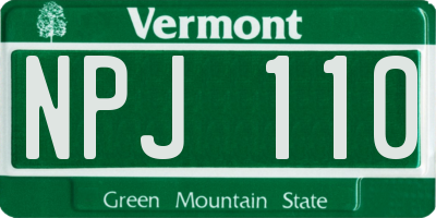 VT license plate NPJ110