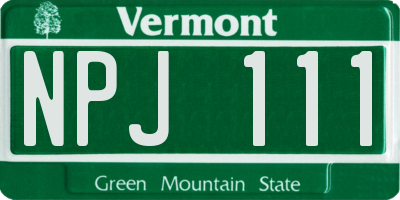 VT license plate NPJ111