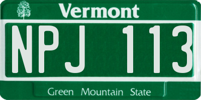 VT license plate NPJ113