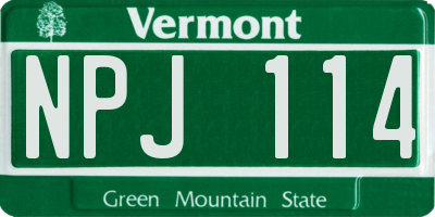 VT license plate NPJ114