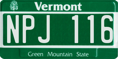 VT license plate NPJ116