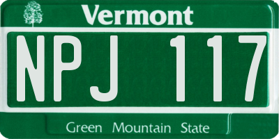 VT license plate NPJ117