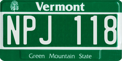 VT license plate NPJ118
