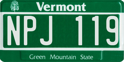 VT license plate NPJ119