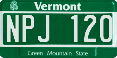 VT license plate NPJ120