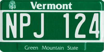 VT license plate NPJ124