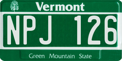 VT license plate NPJ126