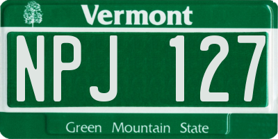 VT license plate NPJ127