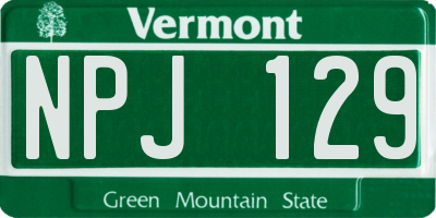 VT license plate NPJ129