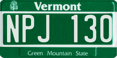VT license plate NPJ130