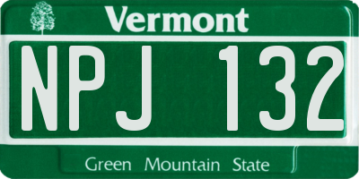 VT license plate NPJ132