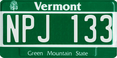 VT license plate NPJ133