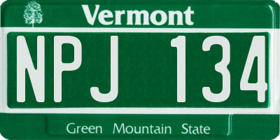 VT license plate NPJ134