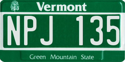 VT license plate NPJ135