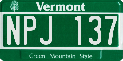 VT license plate NPJ137