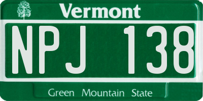 VT license plate NPJ138