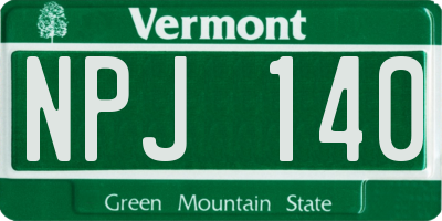 VT license plate NPJ140