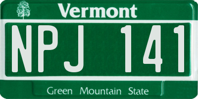 VT license plate NPJ141