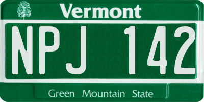 VT license plate NPJ142