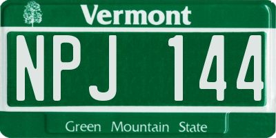 VT license plate NPJ144