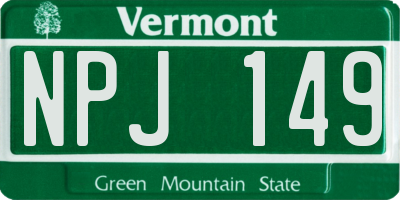 VT license plate NPJ149