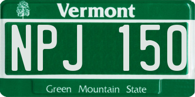 VT license plate NPJ150