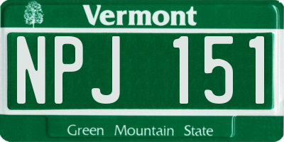 VT license plate NPJ151