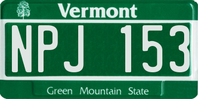 VT license plate NPJ153