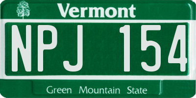 VT license plate NPJ154