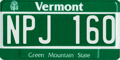VT license plate NPJ160
