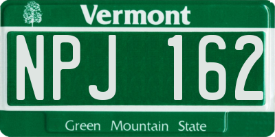 VT license plate NPJ162