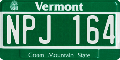 VT license plate NPJ164