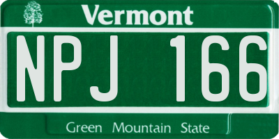 VT license plate NPJ166