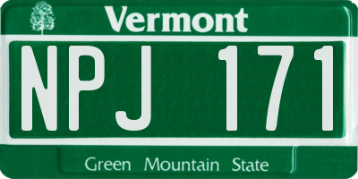 VT license plate NPJ171