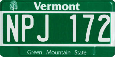 VT license plate NPJ172