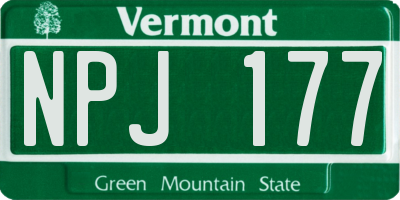 VT license plate NPJ177