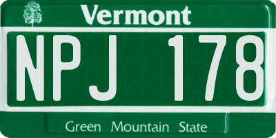 VT license plate NPJ178