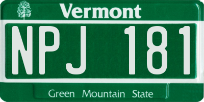VT license plate NPJ181