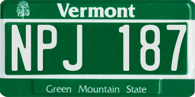VT license plate NPJ187