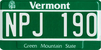 VT license plate NPJ190