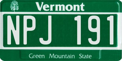 VT license plate NPJ191