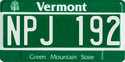 VT license plate NPJ192