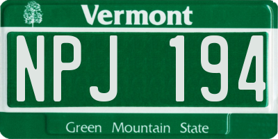 VT license plate NPJ194