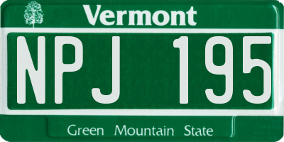 VT license plate NPJ195