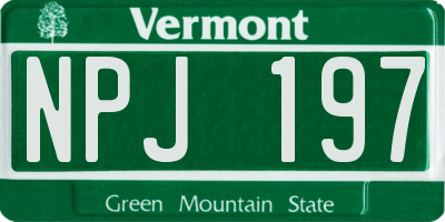 VT license plate NPJ197