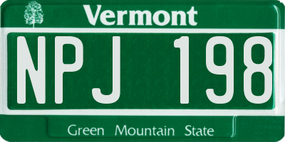 VT license plate NPJ198