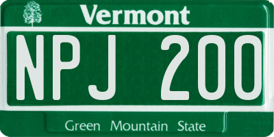 VT license plate NPJ200