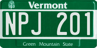 VT license plate NPJ201