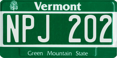 VT license plate NPJ202