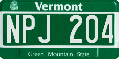 VT license plate NPJ204